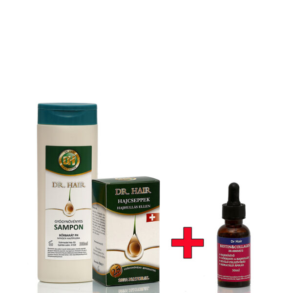 1 Havi Dr Hair Hajhullás Elleni Kúra + 30ml Hajerősítő Biotin és 20K MCG Kollagén