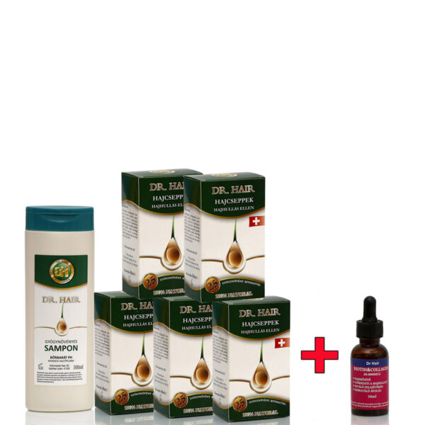5 Havi Dr Hair Hajuhullás Elleni Kúra + 30ml Hajerősítő Biotin és 20K MCG Kollagén